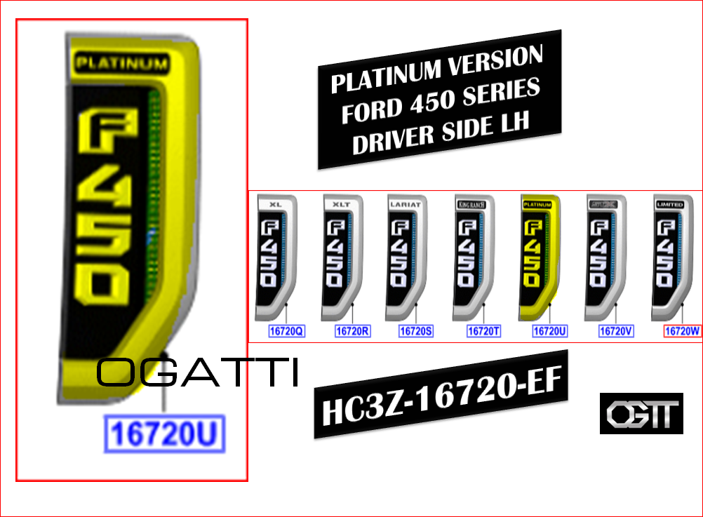 BRAND NEW OEM NAMEPLATE FOR FENDER F450 PLATINUM VERSION LH Driver Side 2016-2017 HC3Z-16720-EF - Imagen 3