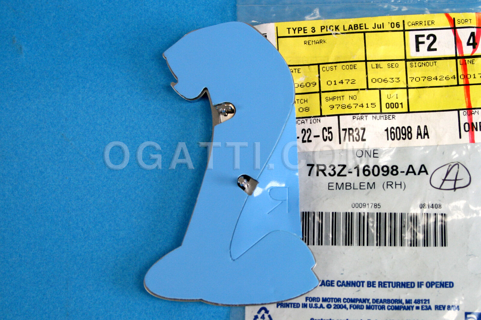 Brand New OEM FORD FRONT FENDER SNAKE COBRA RED Emblem RH PASSENGER SIDE MUSTANG SHELBY GT-500 2007-2014 7R3Z-16098-AA - Imagen 2