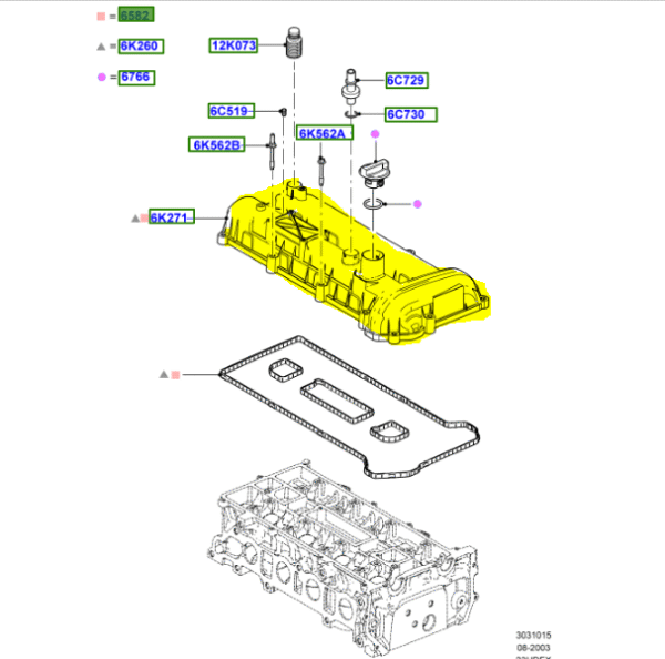 Brand New OEM  Engine Valve Cover - Cylinder Head Cover  Ranger  2003-2011 2.3L I4 16V DOHC EFI  4L5Z-6582-DA