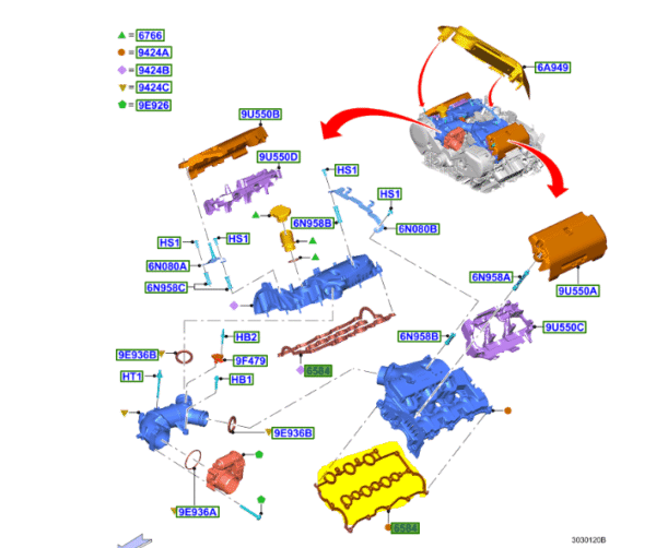 Brand New OEM  Valve Cover  Gasket - VALVE ROCKER ARM COVER RH-LH 3.0L 24V DOHC TC DIESEL F-150 2018-2020 4S7Z-6584-B