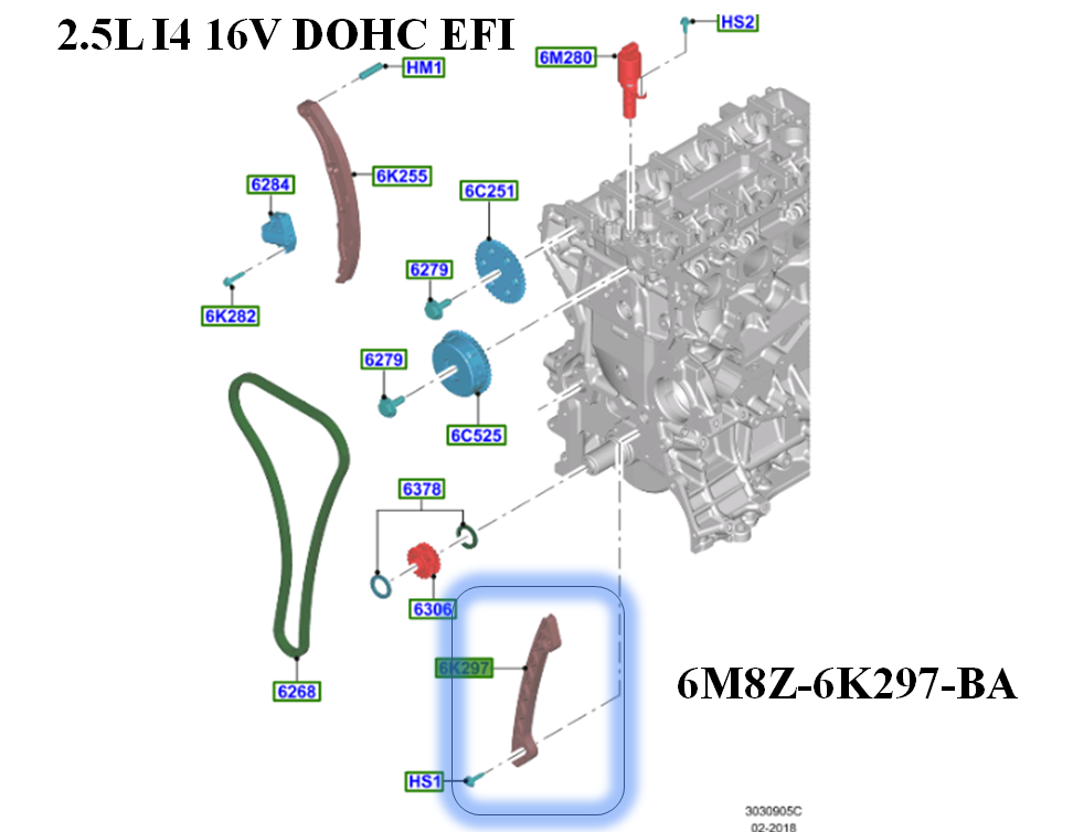 Brand New Guide Timing Chain - 2.5L I416V DOHC ESCAPE |FUSION|RANGER|TRANSIT CONNECT|MILAN 6M8Z-6K297-BA - Imagen 4