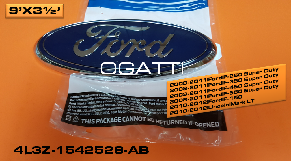 Brand New 2008 2009 2011 OEM FORD Fits Front and Rear 9 X 3 1/2 Grille or TAILGATE EMBLEM AA8Z-9942528-A - Imagen 3