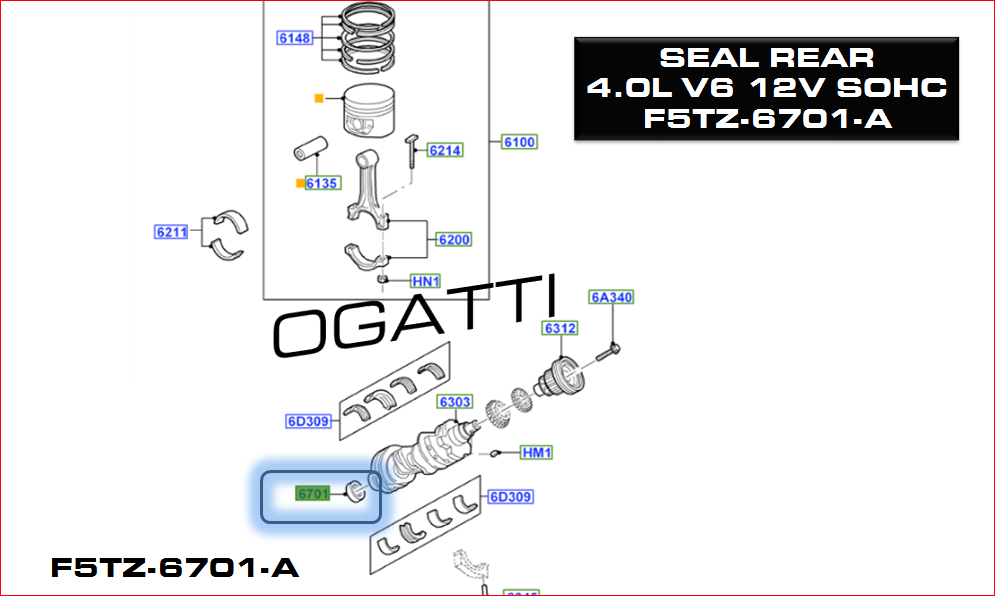 Brand New OEM SEAL ASY - CRANKSHAFT OIL F5TZ-6701-A |6701| - Imagen 3