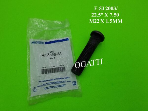 BRAND NEW OEM OEM WHEEL LUG STUD BOLT REAR WHEEL 22.5" X 7.50 ALUMINUM WHEEL, DANA MODEL S130 F-53 STRIPED CHASIS 4C3Z-1107-AA