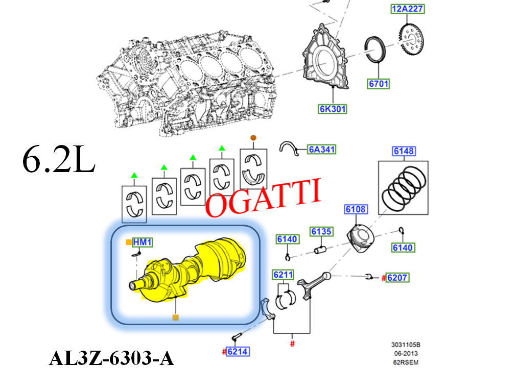 BRAND NEW OEM CRANSHAFT 6.2L DOHC F150-250-350-450 RAPTOR 2011-2015 AL3Z-6303-A | AL3Z-6303-B - Imagen 5
