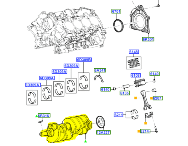 Brand New OEM  ENGINE CRANKSAHFT  5.0L V8 32V DOHC EFI |F-150, 2010-2014  BL3Z-6303-A