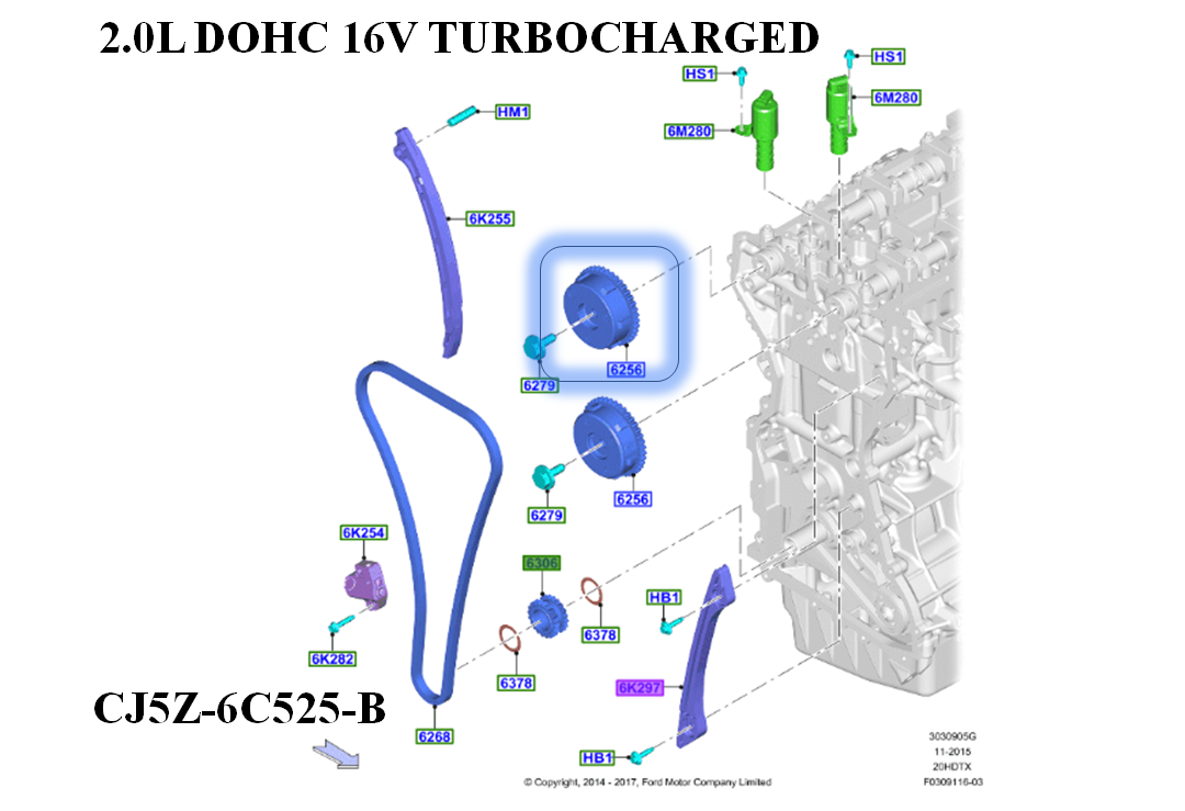 Brand New OEM SPROCKET - CAMSHAFT EXHAUST 2.0L 16V DOHC TURBOCHARGED CJ5Z-6C525-B - Imagen 3