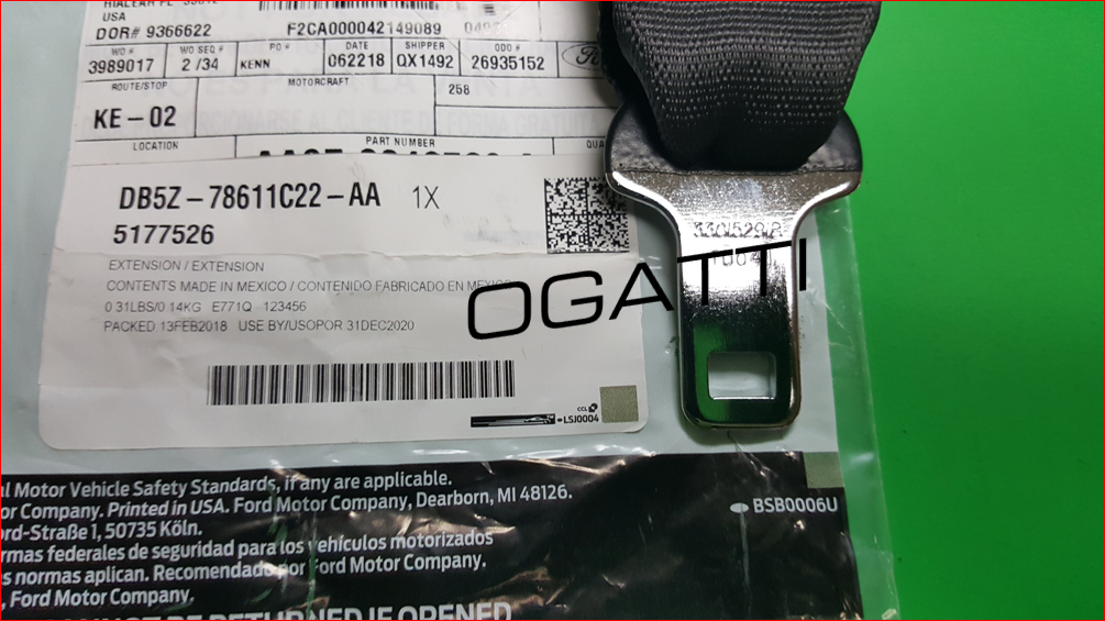 OEM F MULTIPLE Seat Belt Extension Extender 2012 EXPLORER, CMAX, FUSION, LINCOLN DB5Z-78611C22-AA - Imagen 2