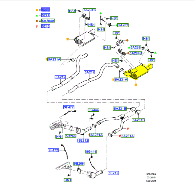 BRAND NEW OEM MUFFLER LH MUSTANG 2011-2014 DR3Z-5230-F BR3Z-5230-AA | BR3Z-5230-S|BR3Z-5230-T|BR3Z-5230-H - Imagen 3