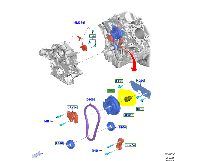 Brand New OEM Valve Timing 7.3L 2V DEVCT PFI V8, Gasoline E-150-550|F250-550 Super Duty|F-650-750 H6BZ-6C570-B