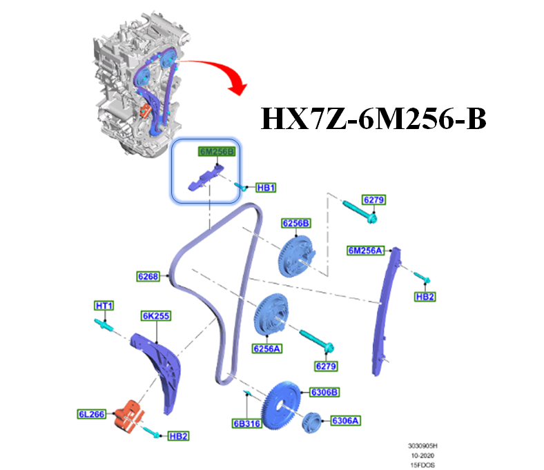 Brand New OEM GUIDE TIMING CHAIN 1.5L DRAGON ESCAPE 2019- BRONCO SPORT HX7Z-6M256-B |6M256|