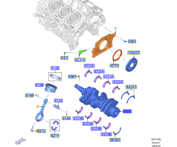 BRAND NEW OEM CRANKSHAFT 3.5L DOHC TURBO|3.5L DOHC GTDI EXPLORER|EXPEDITION|F-150 RAPTOR  2016-2020 JL3Z-6303-B |JL3Z-6303-C
