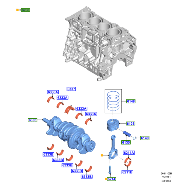 Brand New OEM Engine ROD - CONNECTING |LHD 4WD (FTD), 2.3L ECOBOOST, LHD RWD, 2.3L FE GTDI, RANGER, EXPLORER, 2019-2023 LB5Z-6200-C