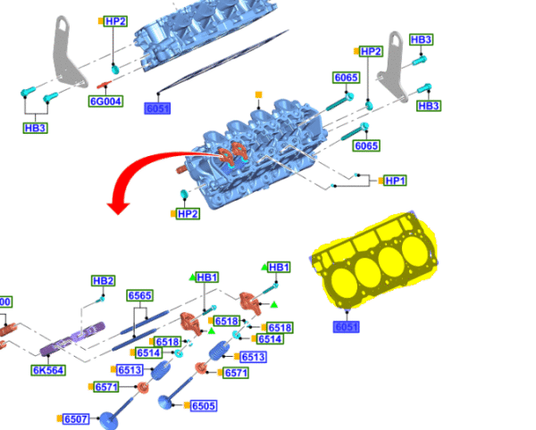 Brand New OEM Gasket Cylinder Head LH [Driver side]  7.3L 2V DEVCT PFI V8, Gasoline E-150-550|F250-550 Super Duty|F-650-750 LC3Z-6051-B