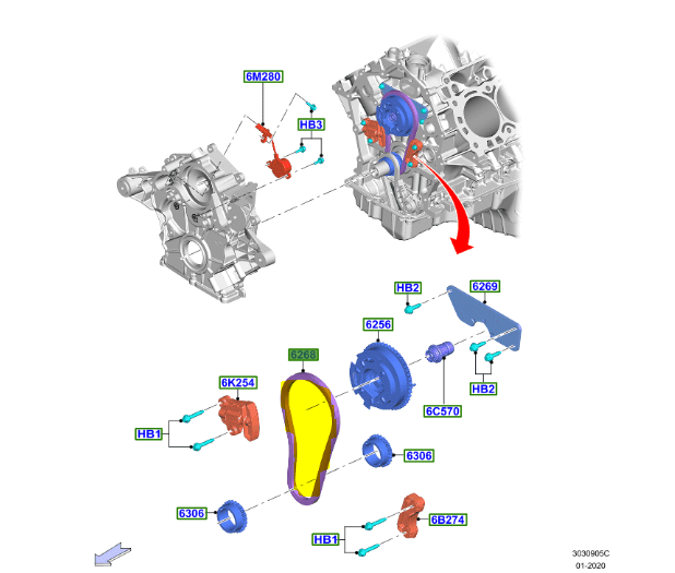 Brand New OEM Timing Chain 7.3L 2V DEVCT PFI V8, Gasoline E-150-550|F250-550 Super Duty|F-650-750 LC3Z-6268-A - Imagen 2