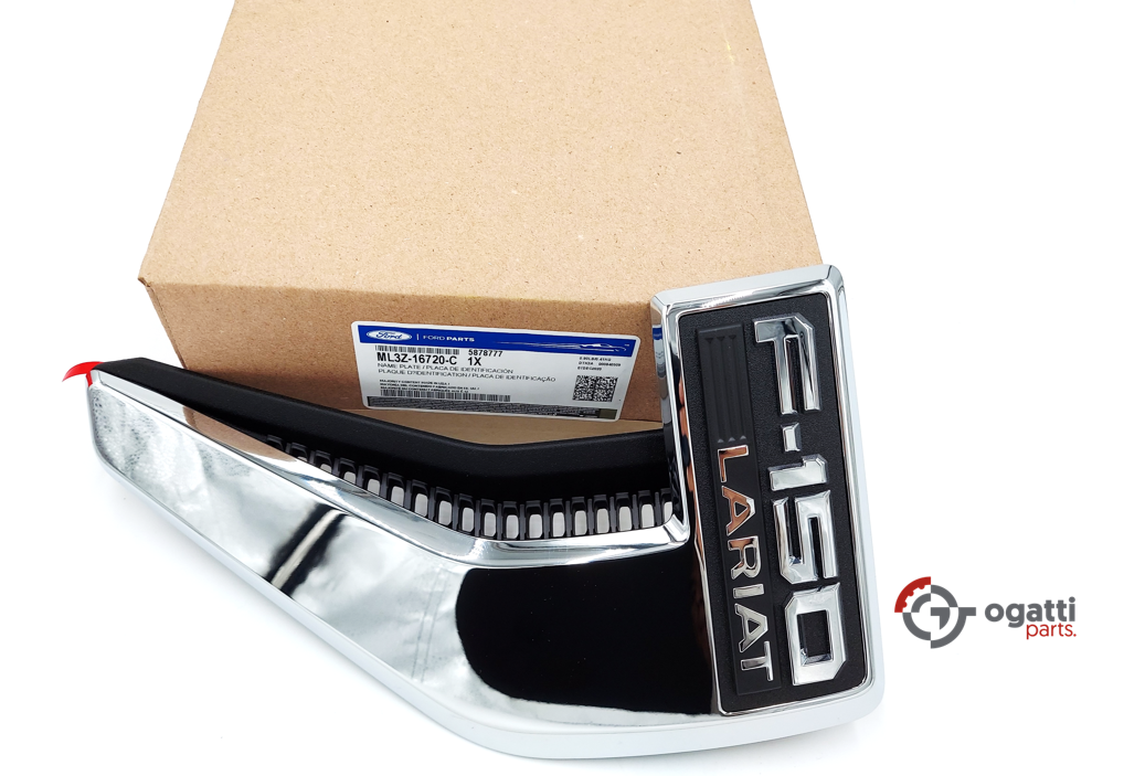 Brand New OEM Emblem fender F-150 LARIAT Version in Chrome 2021 Passenger SIDE RH ML3Z-16720-C - Imagen 2
