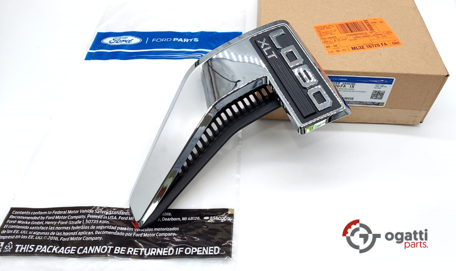 Brand New OEM Emblem fender F-150 LOBO XLT Version in Chrome 2021 DRIVER SIDE LH ML3Z-16720-FA - Imagen 2