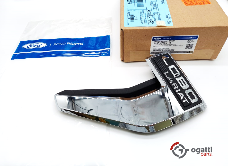 Brand New OEM Emblem fender F-150 LOBO LARIAT Version in Chrome 2021 Passenger SIDE RH ML3Z-16720-G - Imagen 5