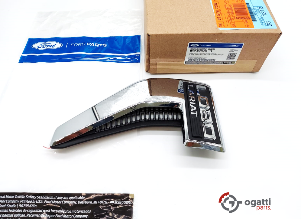 Brand New OEM Emblem fender F-150 LOBO LARIAT Version in Chrome 2021 Driver SIDE LH ML3Z-16720-GA - Imagen 6