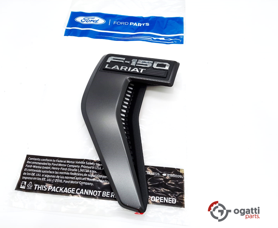 Brand New OEM Emblem fender F-150 LARIAT Version in BLACK 2021 Driver SIDE LH ML3Z-16720-NA - Imagen 2