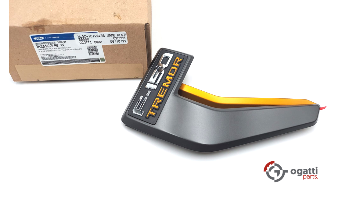 Brand New OEM Emblem fender F-150 TREMOR Version 2021 DRIVER SIDE LH ML3Z-16720-RB - Imagen 4