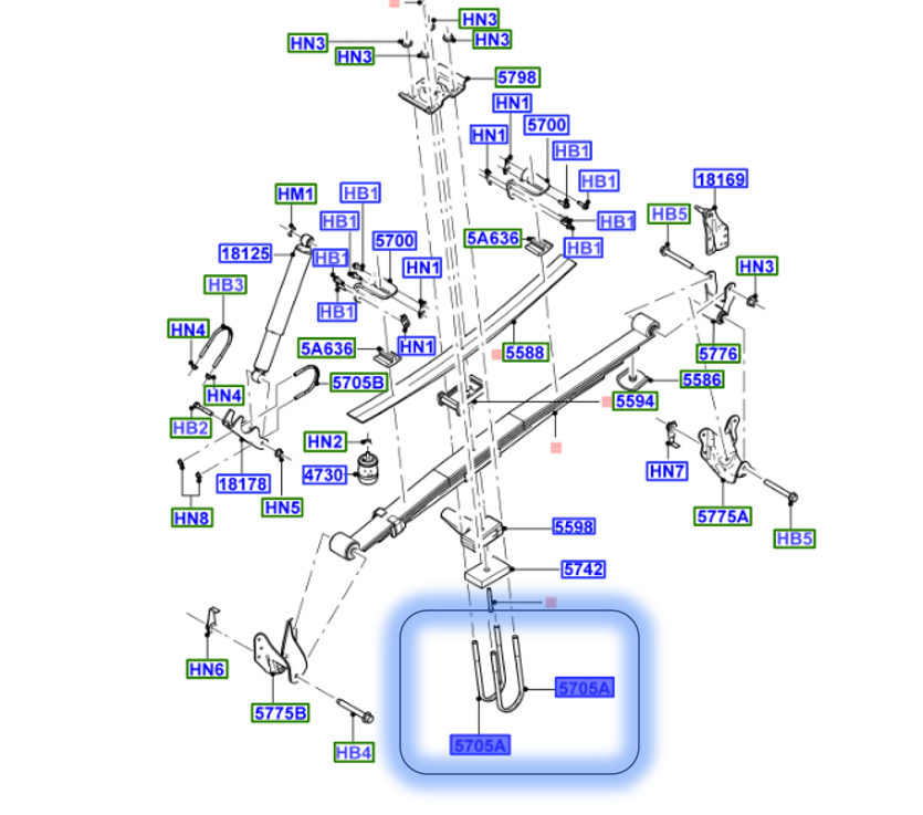 BRAND NEW OEM ONE-REAR U-BOLT EXCURSION, F250-550SD, F250SD, F-350SD 1999-2004 N-804420-S436 AC3Z-5705-C - Imagen 4