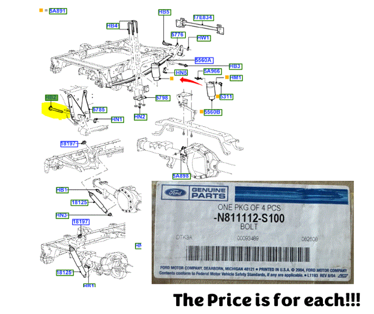 BRAND NEW OEM ONE BOLT REAR SPRING SHACKLE AND SHOCK ABSORBER F-150 |LINCOLN BLACKWOOD|EXPEDITION 1997-2003 N-811112-S100 - Imagen 4
