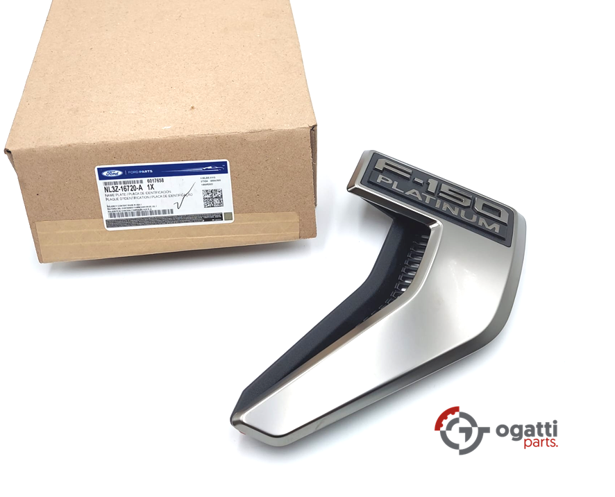 Brand New OEM Emblem fender F-150 PLATINUM Version in LIGHT BLACK 2021 Passenger SIDE LH NL3Z-16720-A - Imagen 2