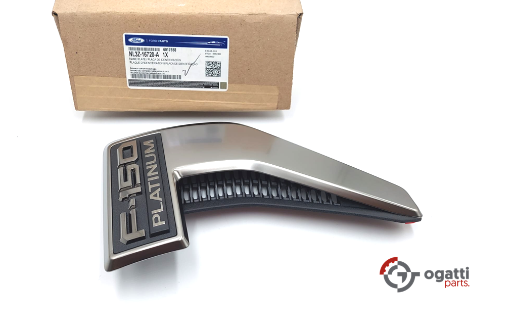 Brand New OEM Emblem fender F-150 PLATINUM Version in LIGHT BLACK 2021 Passenger SIDE LH NL3Z-16720-A - Imagen 5