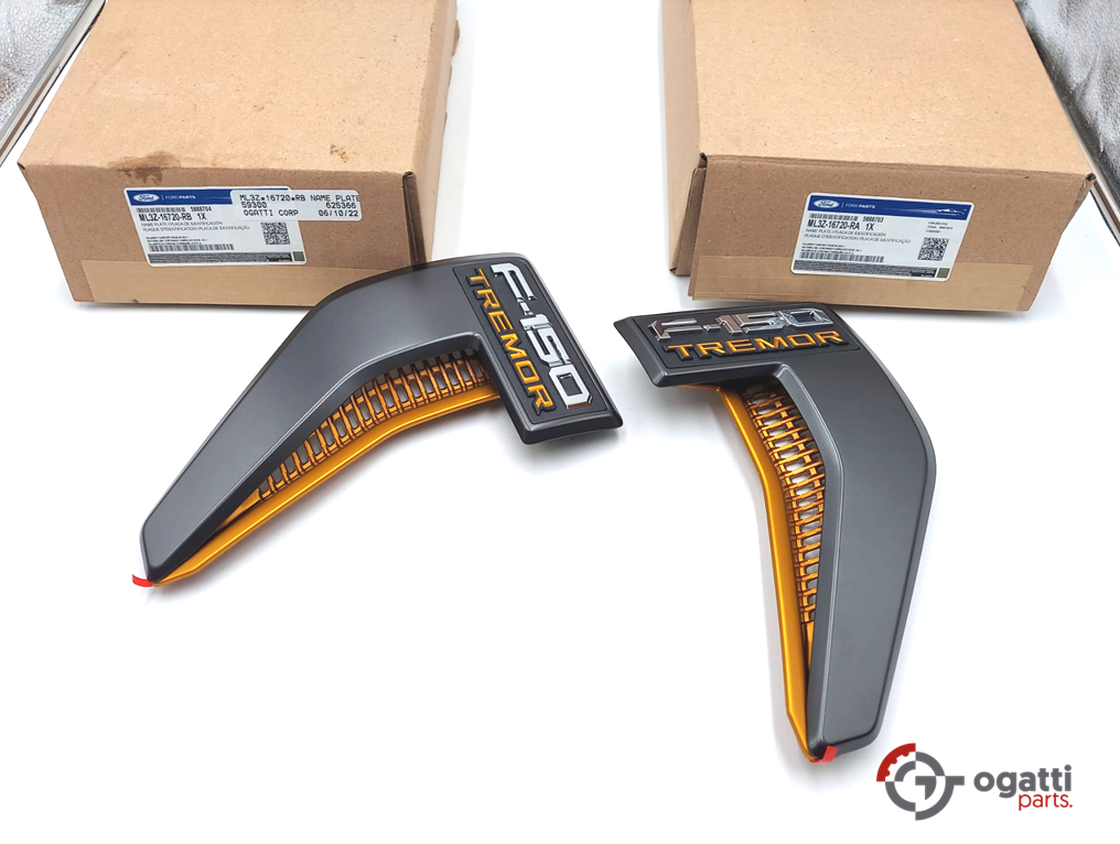 Brand New OEM Emblem fender F-150 TREMOR Version 2021 PASSENGER SIDE RH ML3Z-16720-RA |RB (OG-F150-TREMOR-1) - Imagen 4