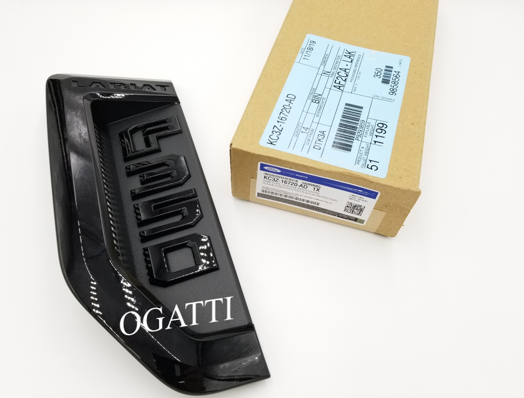 BRAND NEW OEM NAMEPLATE FOR FENDER F350 LARIAT VERSION AGATE BLACK SPORT PACKAGE 2018-2019 KC3Z-16720-AD LH DRIVER SIDE - Imagen 3