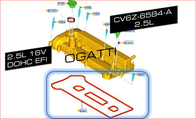 Brand New OEM Engine GASKET VALVE COVER FUSION, C-MAX, LINCOLN, ECOSPORT 2017 |CV6Z-6584-A - Imagen 3