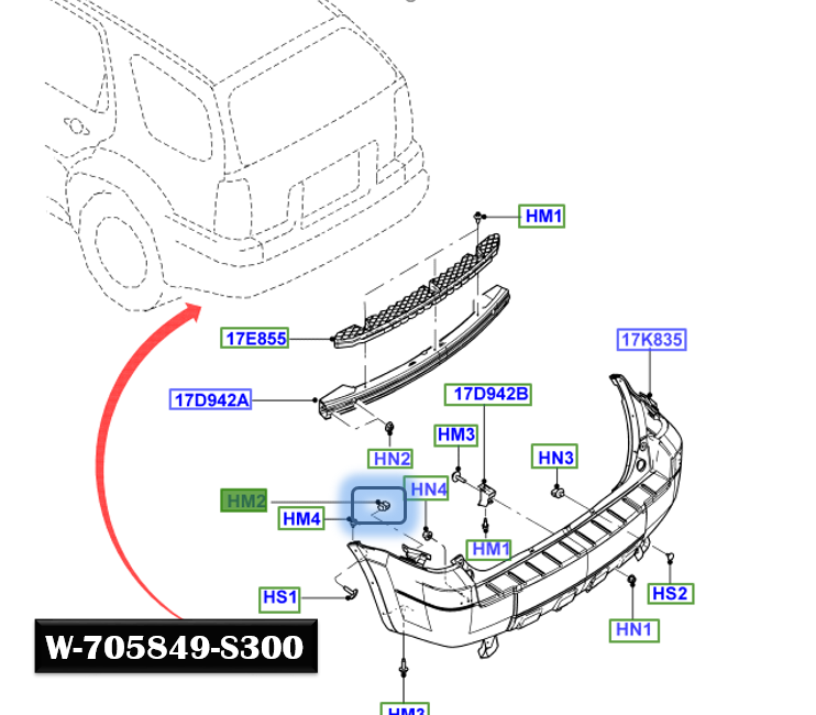 BRAND NEW OEM FORD STUD CLIP REAR BUMPER ESCAPE 2001-2012 W-705849-S300 - Imagen 3