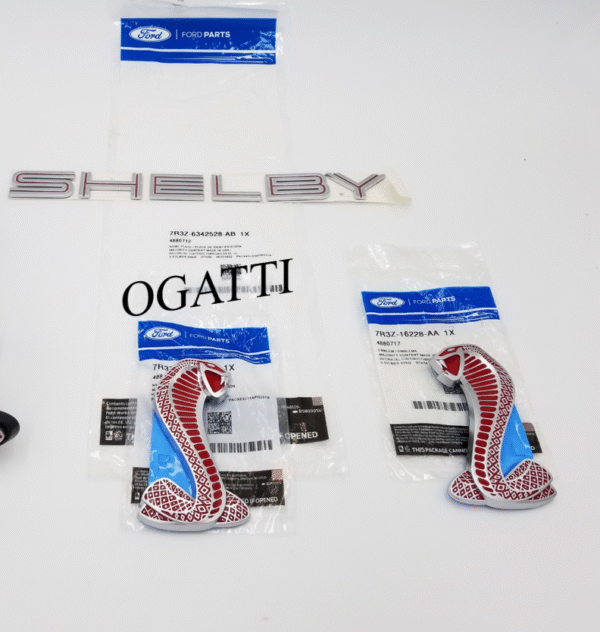 Brand New OEM NAME PLATE KIT-3 SNAKE RED 7R3Z-6342528-AB |6342528| OG-EM-3-1