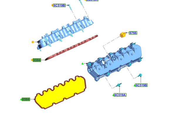 Brand New OEM Gasket valve Cover RH or LH  7.3L 2V DEVCT PFI V8, Gasoline E-150-550|F250-550 Super Duty|F-650-750 LC3Z-6584-A